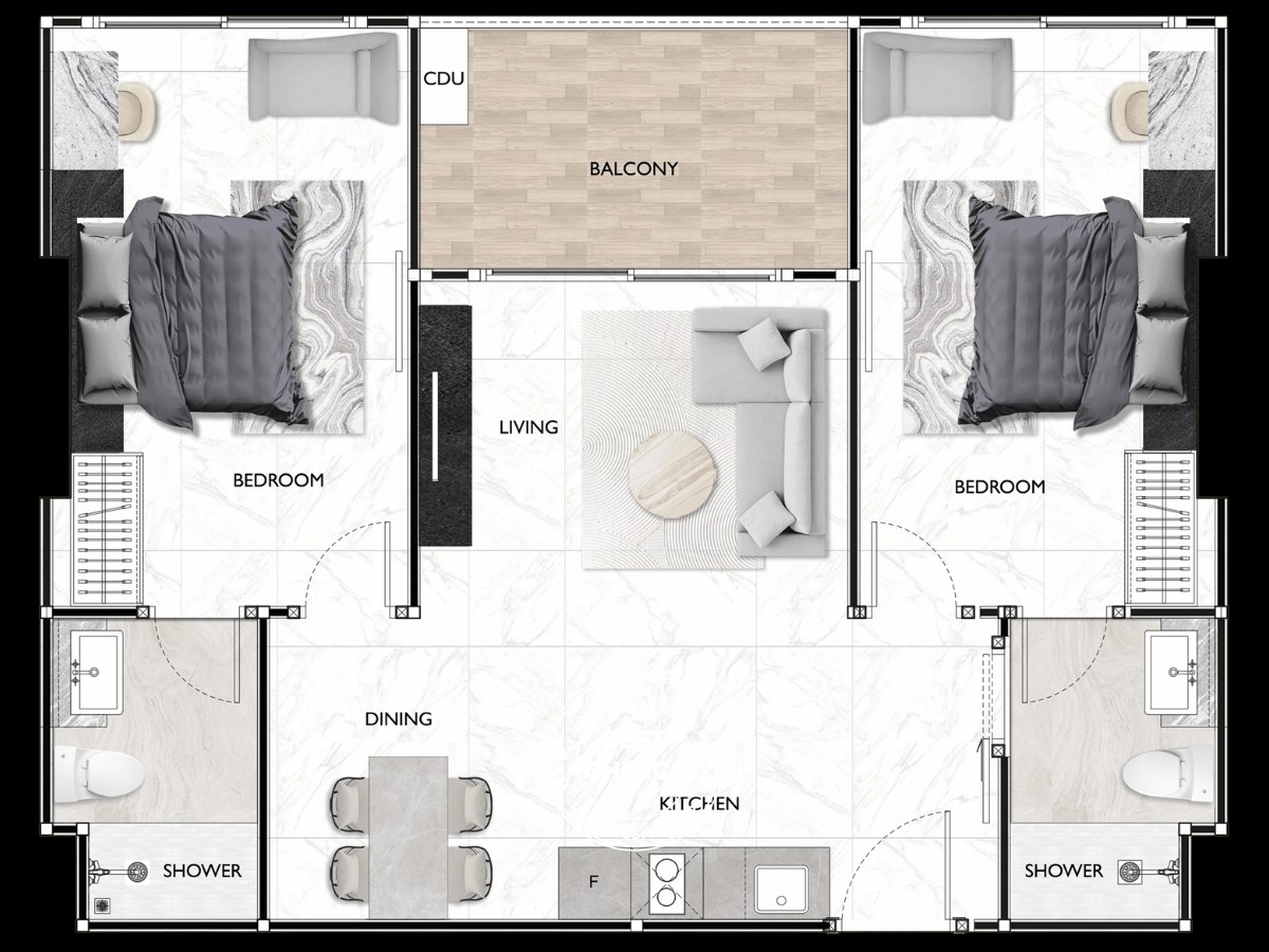 Stylish 2-Bedroom with City View Residence
